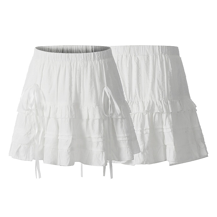 Cute Girl Summer Ballet Style Bow Tie A-Line Skirt - High-Waisted Slimming Short Skirt for Youthful 90s Inspired Fashion