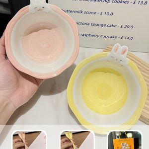 Cute Hand-Painted Cartoon Unicorn Ceramic Bowl with Underglaze, 5-Inch Ice Cream Bowl and Dessert Spoon, Perfect for Kids' Parties