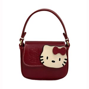Cute Japanese-Style Hello Kitty Red Square Handbag - Small Crossbody Commuting Coin Purse for Y2K Fashion Lovers