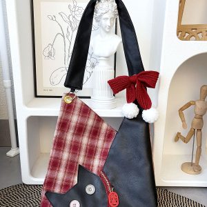 Cute Plush Cat Tote Bag - Red Series New Year Birthstone Lucky Shoulder Crossbody Bag for Y2K and Korean Style Fashion