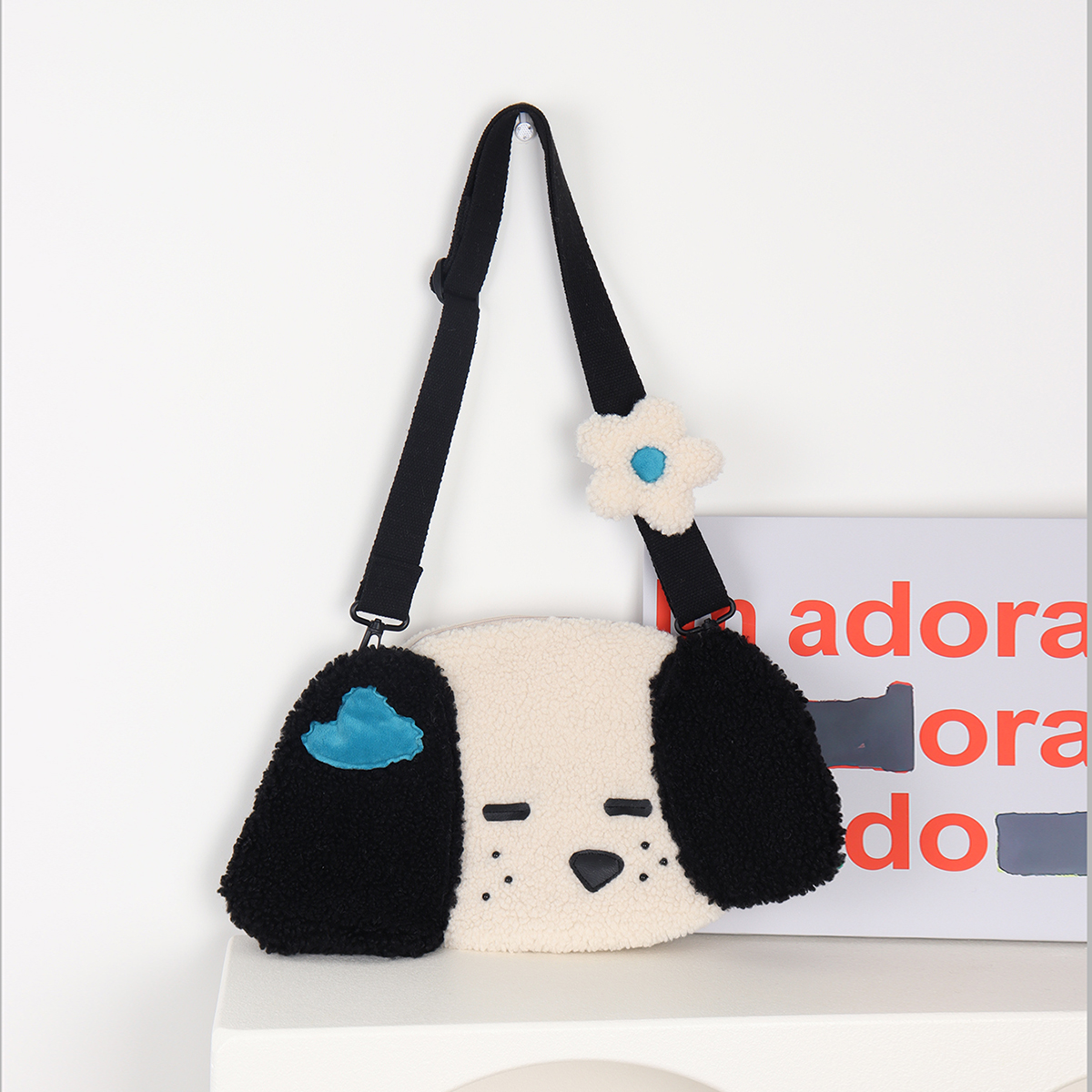 Cute Plush Dog Crossbody Bag for Girls - Large Capacity, Autumn Style, Single Shoulder, Two-Dimensional Design