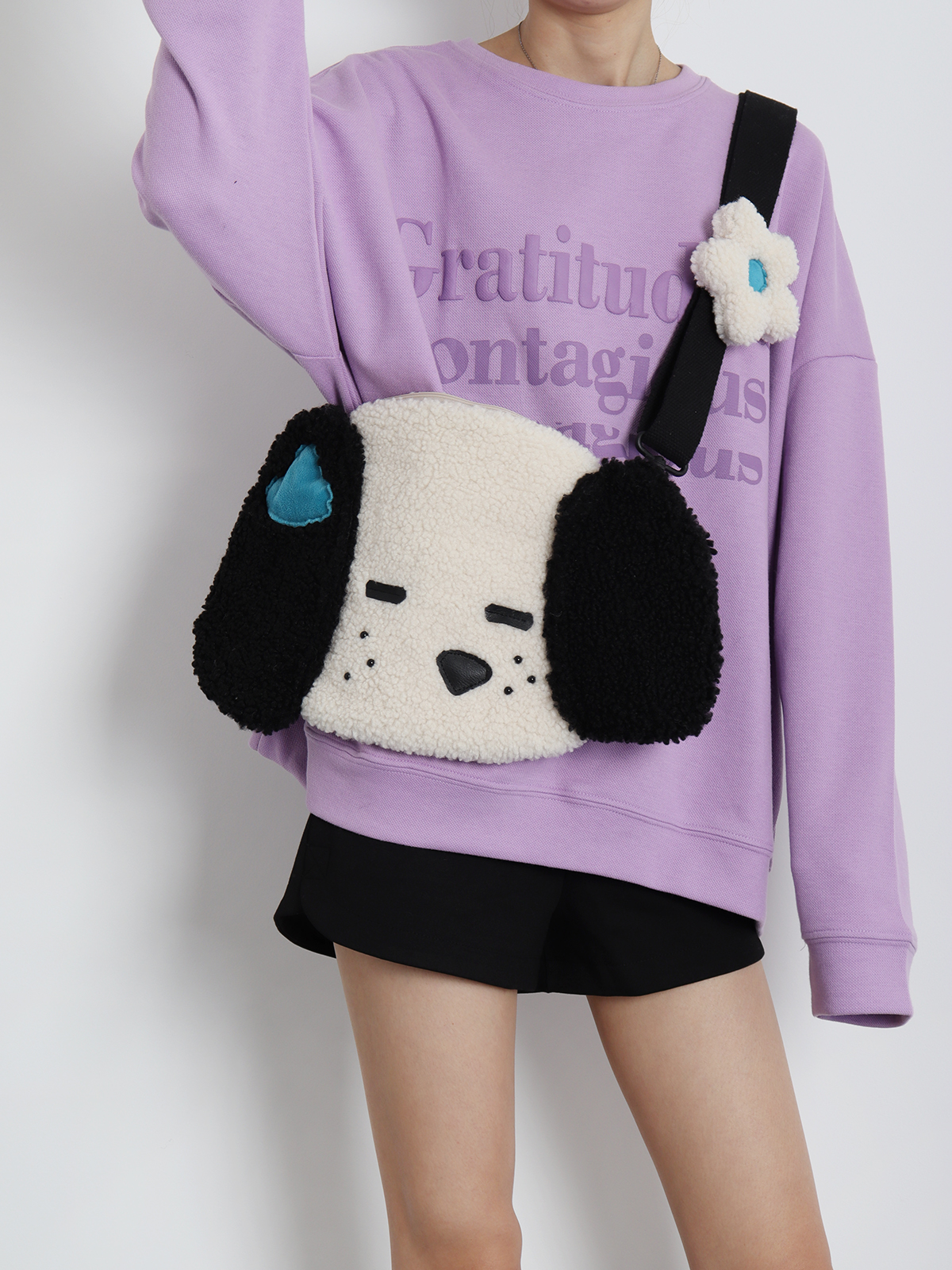 Cute Plush Dog Crossbody Bag for Girls - Large Capacity, Autumn Style, Single Shoulder, Two-Dimensional Design Cute Plush Dog Crossbody Bag for Girls - Large Capacity, Autumn Style, Single Shoulder, Two-Dimensional Design