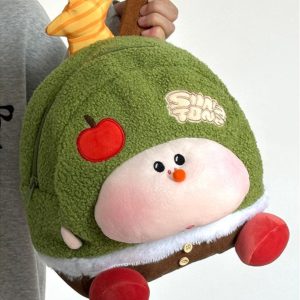Cute Soft Cartoon Plush Backpack for Women, Lightweight Commuter Travel Book Bag, Niche Wish Tree Design