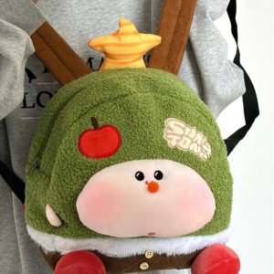 Cute Soft Cartoon Plush Backpack for Women, Lightweight Commuter Travel Book Bag, Niche Wish Tree Design