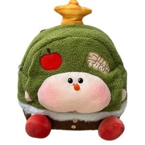 Cute Soft Cartoon Plush Backpack for Women, Lightweight Commuter Travel Book Bag, Niche Wish Tree Design
