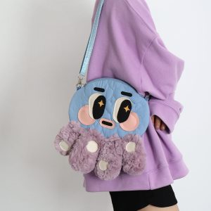 Cute Soft Plush Octopus Crossbody Bag - Fashionable Compact Underarm Bag in Korean Style, Versatile for Everyday Use
