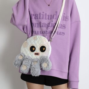 Cute Soft Plush Octopus Crossbody Bag - Fashionable Compact Underarm Bag in Korean Style, Versatile for Everyday Use