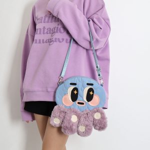 Cute Soft Plush Octopus Crossbody Bag - Fashionable Compact Underarm Bag in Korean Style, Versatile for Everyday Use