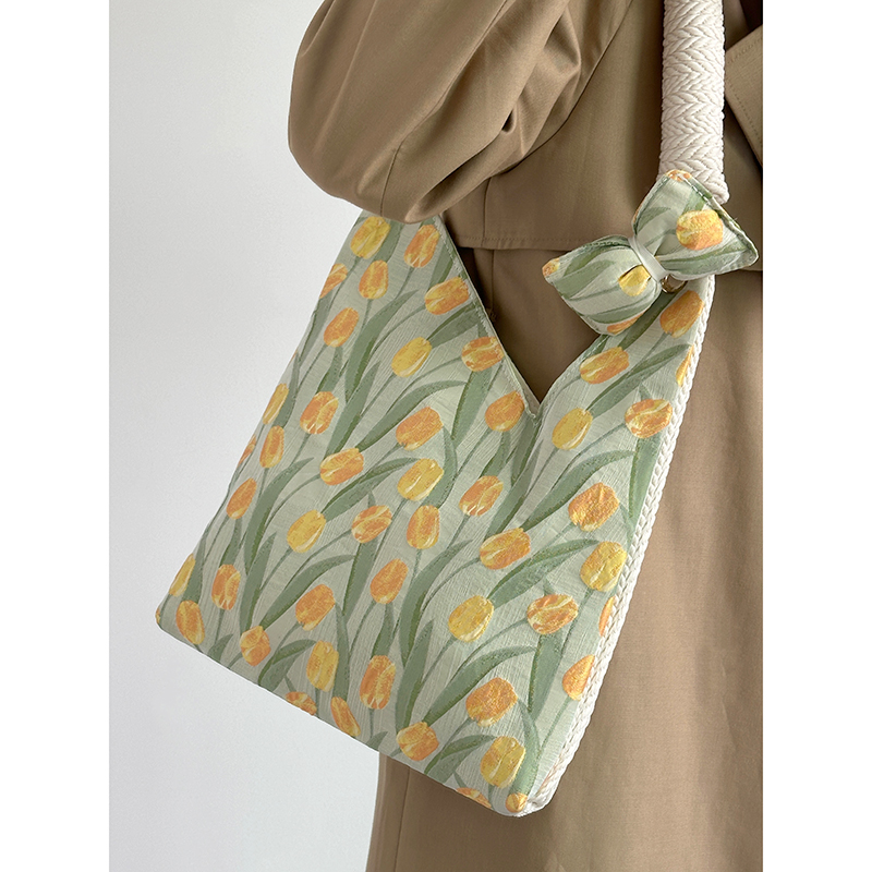 Cute Tulip Crossbody Bag for Women - Fresh Niche Design, Large Capacity Shoulder Tote, Trendy 2025 Style