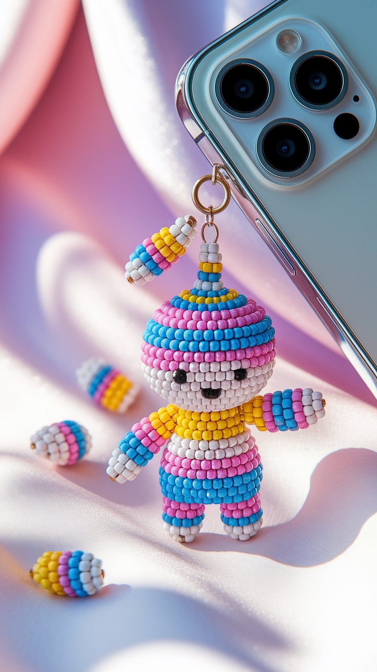 DIY Cute Beaded Phone Charm for Your Bag outfit idea