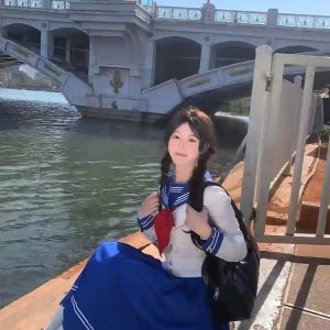 Dark Blue Sailor Suit Set - Japanese JK Uniform with Pudding Bear Design, College Style Long Skirt, Summer Fashion