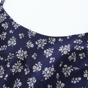 Dark Blue Spaghetti Strap Tea-Length Dress - French Style Vacation Dress for Women, Summer 2025 Fashion