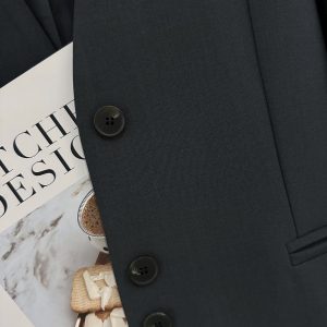 Dark Gray Collarless Lightweight Casual Windbreaker Jacket for Women - 2025 Spring Autumn Minimalist Tie Waist Slimming Style