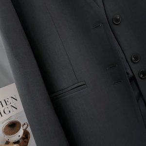 Dark Gray Collarless Lightweight Casual Windbreaker Jacket for Women - 2025 Spring Autumn Minimalist Tie Waist Slimming Style