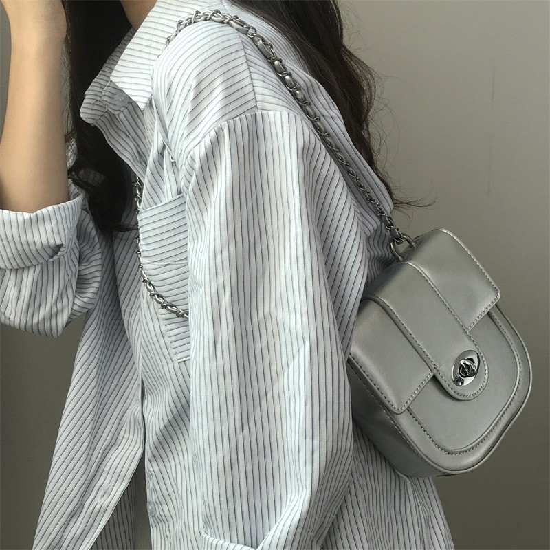 Dark Style Spicy Girl Chain Saddle Bag - 2024 Casual Fashion Small Crossbody Bag for Women, Trendy Y2K Look