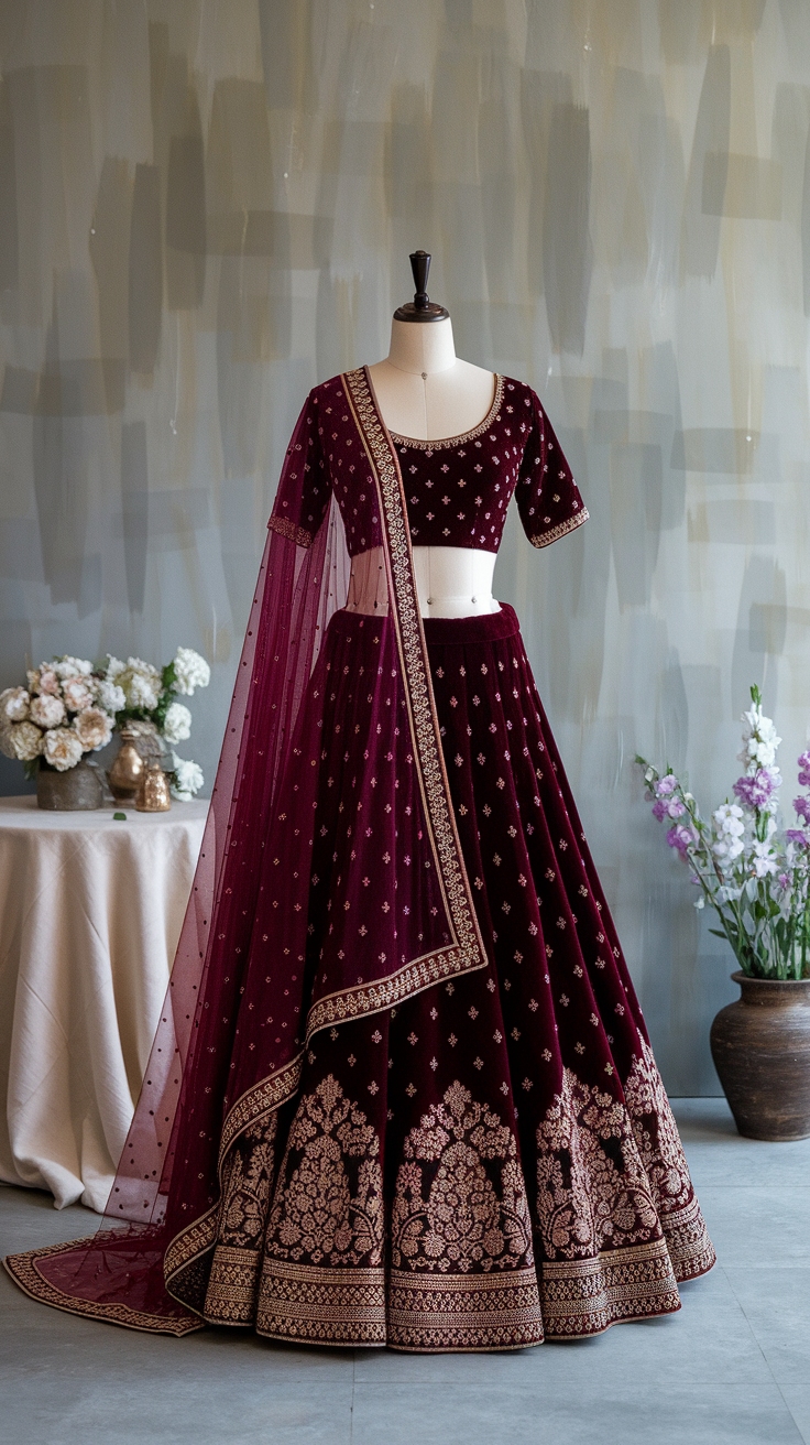Styling the Dark Red Lehenga for Festive Occasions outfit idea