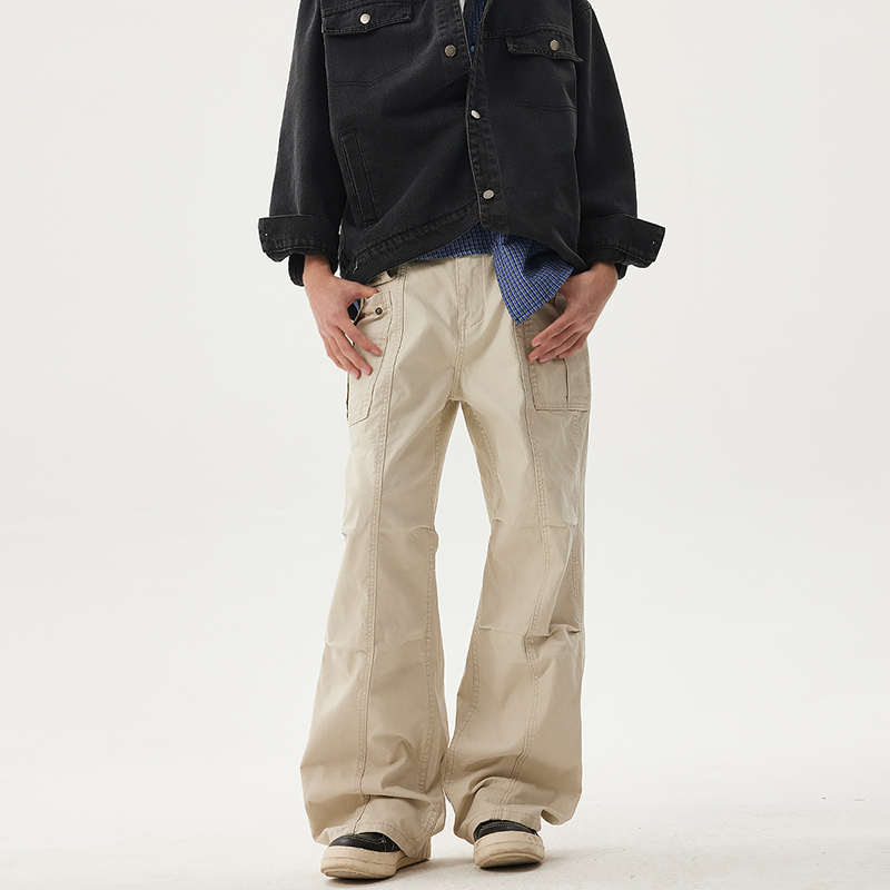 Deconstructed Patchwork Design Casual Pants for Men - 2025 Spring Collection Loose Wide-Leg Work Pants