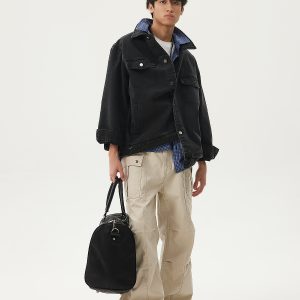 Deconstructed Patchwork Design Casual Pants for Men - 2025 Spring Collection Loose Wide-Leg Work Pants