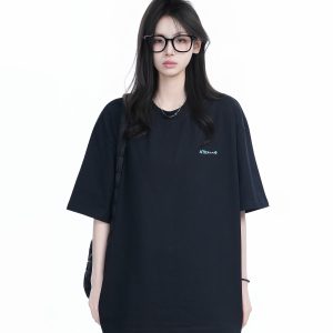 Deep Red Oversized Women’s T-Shirt with Round Neck, 