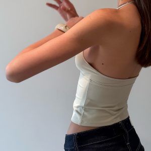 Deep V Neckline Waist-Cinching Vest - 5 Color Options, Neck-Hanging Design, Perfect for Y2K and 90s Inspired Styles