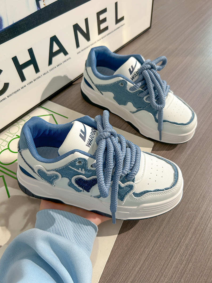 Denim Blue Board Shoes for Women - Trendy Thick-Soled Sneakers, Breathable Spring/Summer Sports Footwear Denim Blue Board Shoes for Women - Trendy Thick-Soled Sneakers, Breathable Spring/Summer Sports Footwear