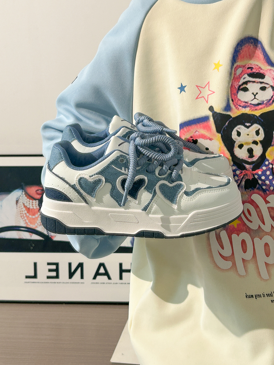 Denim Blue Board Shoes for Women - Trendy Thick-Soled Sneakers, Breathable Spring/Summer Sports Footwear Denim Blue Board Shoes for Women - Trendy Thick-Soled Sneakers, Breathable Spring/Summer Sports Footwear