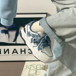 Denim Blue Board Shoes for Women - Trendy Thick-Soled Sneakers, Breathable Spring/Summer Sports Footwear