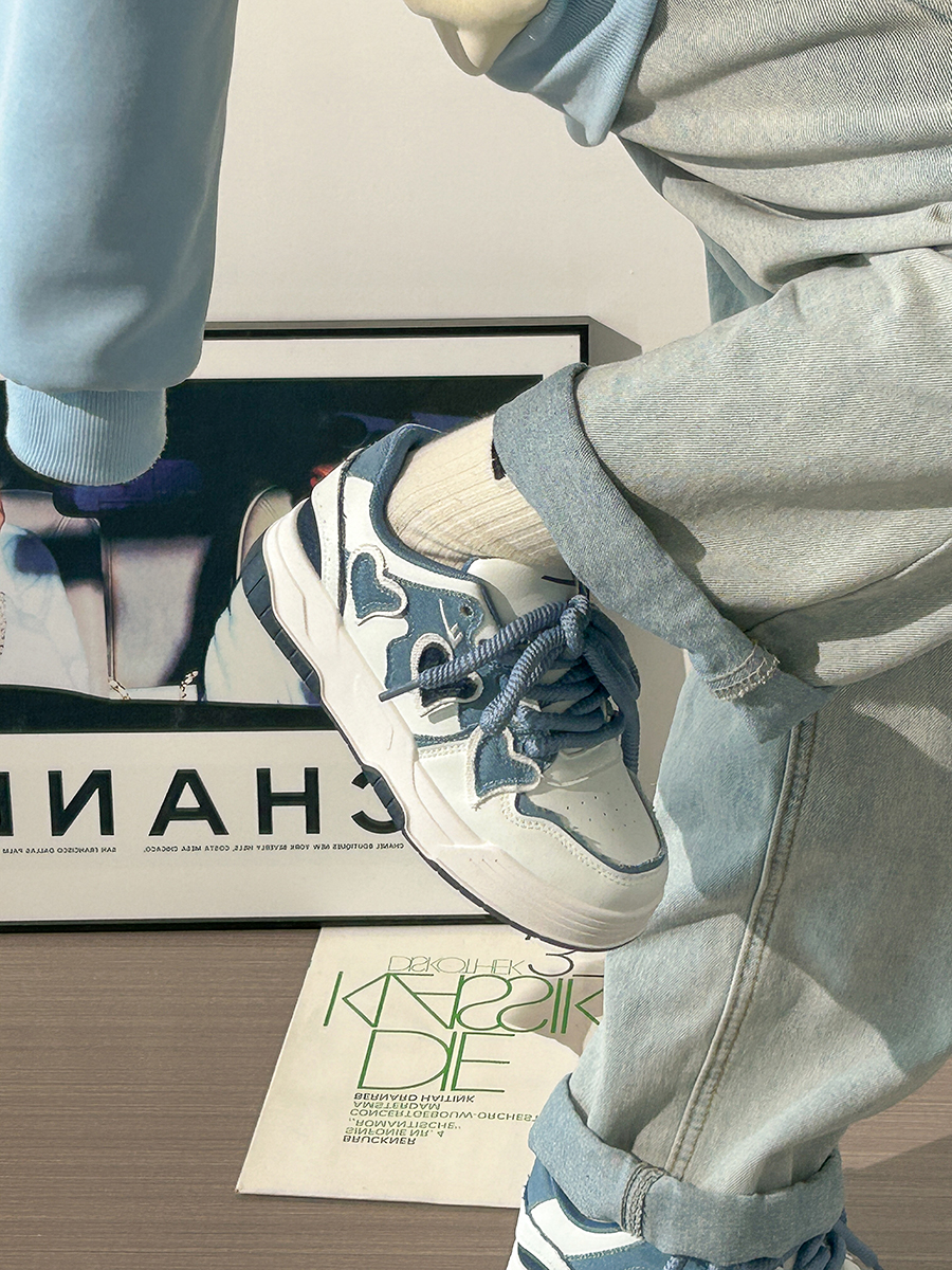 Denim Blue Board Shoes for Women - Trendy Thick-Soled Sneakers, Breathable Spring/Summer Sports Footwear Denim Blue Board Shoes for Women - Trendy Thick-Soled Sneakers, Breathable Spring/Summer Sports Footwear