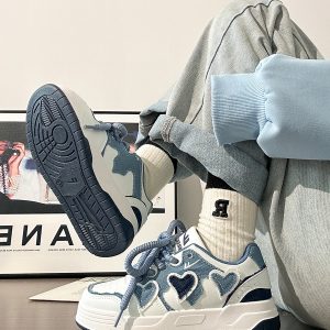 Denim Blue Board Shoes for Women - Trendy Thick-Soled Sneakers, Breathable Spring/Summer Sports Footwear