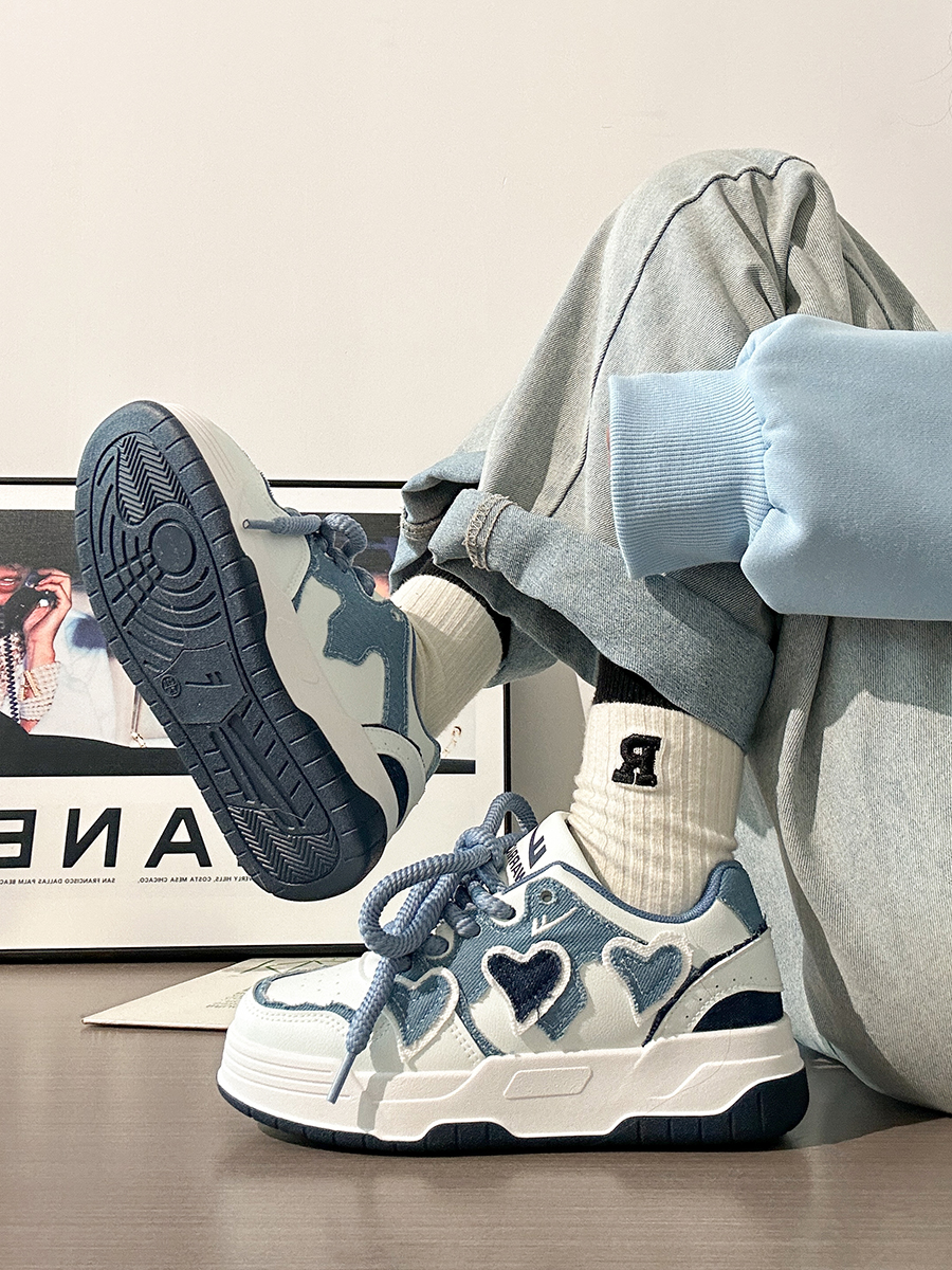 Denim Blue Board Shoes for Women - Trendy Thick-Soled Sneakers, Breathable Spring/Summer Sports Footwear Denim Blue Board Shoes for Women - Trendy Thick-Soled Sneakers, Breathable Spring/Summer Sports Footwear