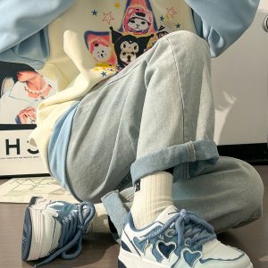 Denim Blue Board Shoes for Women - Trendy Thick-Soled Sneakers, Breathable Spring/Summer Sports Footwear