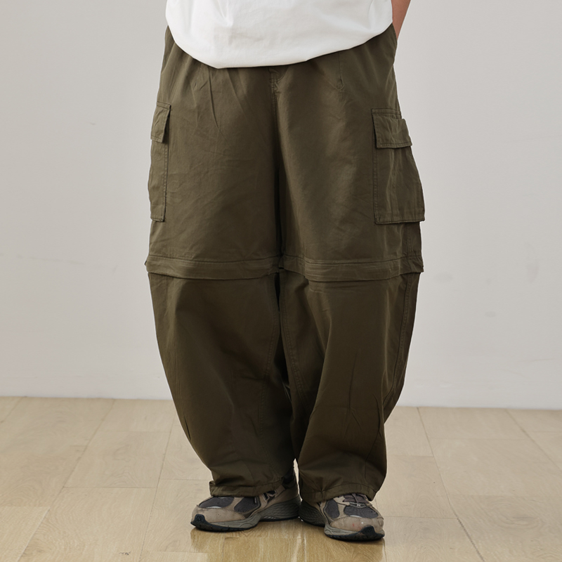 Detachable Two-Way Japanese Style Work Pants for Men - Loose Fit, Functional Straight-Leg Casual Pants
