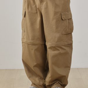 Detachable Two-Way Japanese Style Work Pants for Men - Loose Fit, Functional Straight-Leg Casual Pants