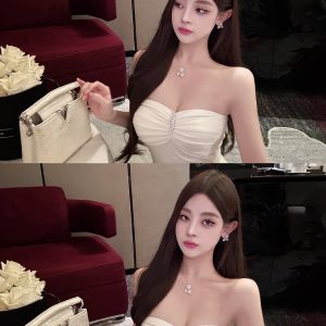 Diamond Strapless Top with Built-In Padding - Fitted Shirt for Stylish Elegance - Perfect for Y2K and Night Out Looks