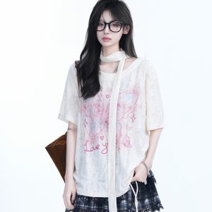 Distressed Butterfly Short-Sleeve T-Shirt with 
