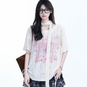 Distressed Butterfly Short-Sleeve T-Shirt with 