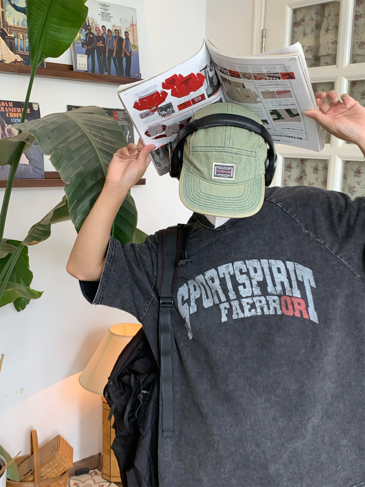 Distressed Letter Print Heavyweight Short Sleeve T-Shirt for Women - Casual Loose Round Neck Tee, Summer Vintage Style Distressed Letter Print Heavyweight Short Sleeve T-Shirt for Women - Casual Loose Round Neck Tee, Summer Vintage Style