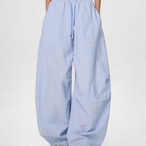 Dopamine Blue Wide-Leg Casual Pants for Women - Summer Loose Fit Dance & Jazz Style