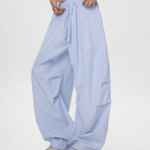 Dopamine Blue Wide-Leg Casual Pants for Women - Summer Loose Fit Dance & Jazz Style