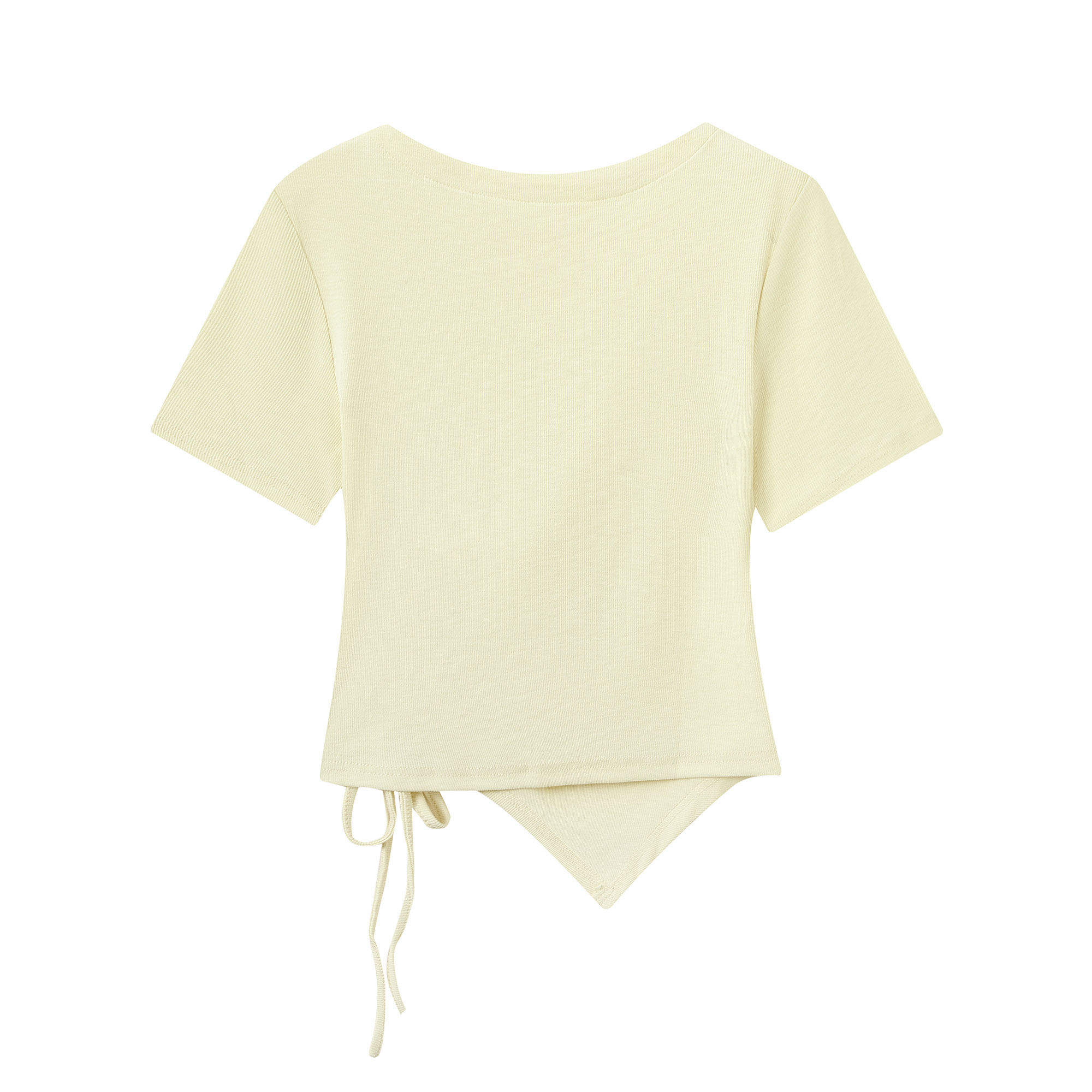 Dopamine Goose Yellow Irregular Waist Short Sleeve T-Shirt Blouse - 2025 Summer Fashion Trend, Y2K Style