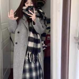 Double-Sided Cashmere Wool Coat for Women - 2024 Autumn Winter High-End Korean Style Petite Mid-Length Outerwear