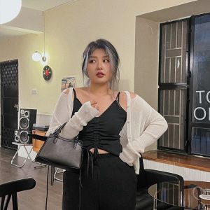 Drawstring Short Inner V-Neck Knitted Top - Pleated Sleeveless Slim-Fit Camisole for Women - Versatile Y2K Style