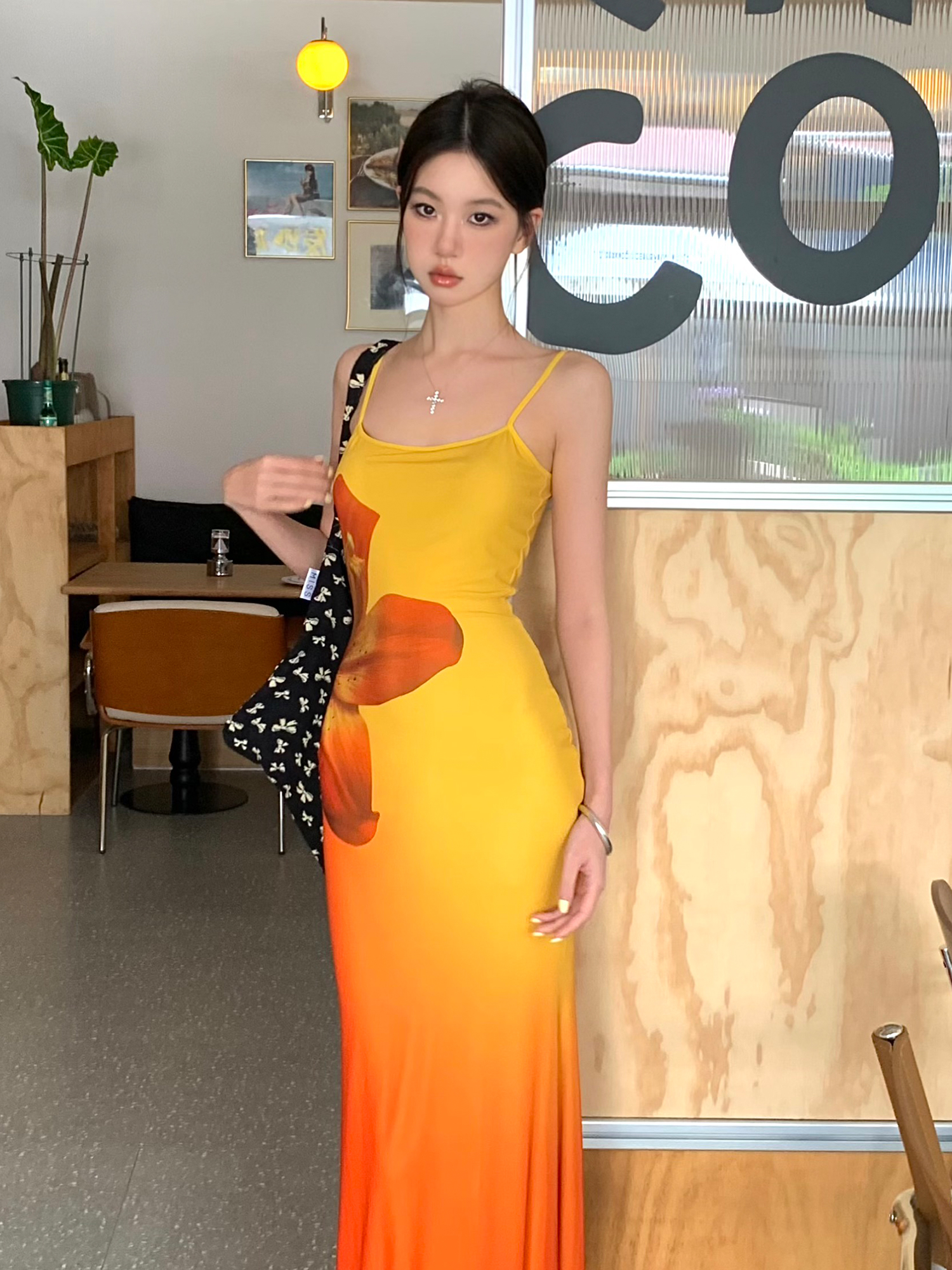 Ecological Gradient Floral Fishtail Dress - Reversible Design, 3D Flower Details, Perfect for Sunset Strolls, Y2K Style Ecological Gradient Floral Fishtail Dress - Reversible Design, 3D Flower Details, Perfect for Sunset Strolls, Y2K Style