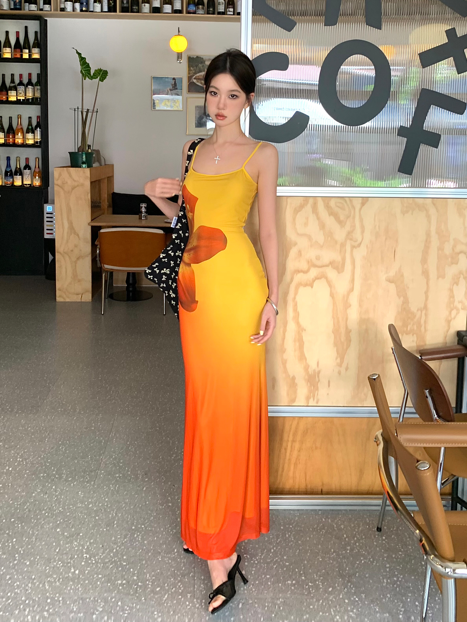 Ecological Gradient Floral Fishtail Dress - Reversible Design, 3D Flower Details, Perfect for Sunset Strolls, Y2K Style Ecological Gradient Floral Fishtail Dress - Reversible Design, 3D Flower Details, Perfect for Sunset Strolls, Y2K Style