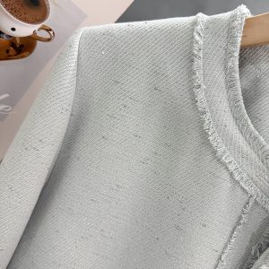 Elegant Blue Cool-Toned Women's Jacket - Small Fragrance Style Short Commuter Top for Spring and Autumn 2025 Fashion