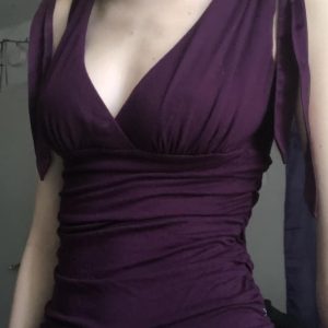 Elegant Charm Purple Low-Cut Pleated Vest for Women - Retro Waist-Defining Bust Tie French Style Top