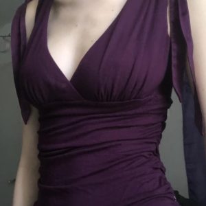 Elegant Charm Purple Low-Cut Pleated Vest for Women - Retro Waist-Defining Bust Tie French Style Top