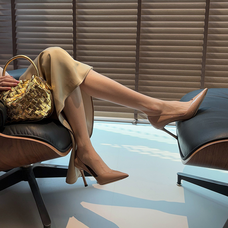 Elegant Deer and Nara Genuine Leather Sexy Pointed Toe Shallow Mouth Slim Wedding Stiletto High Heels for Women