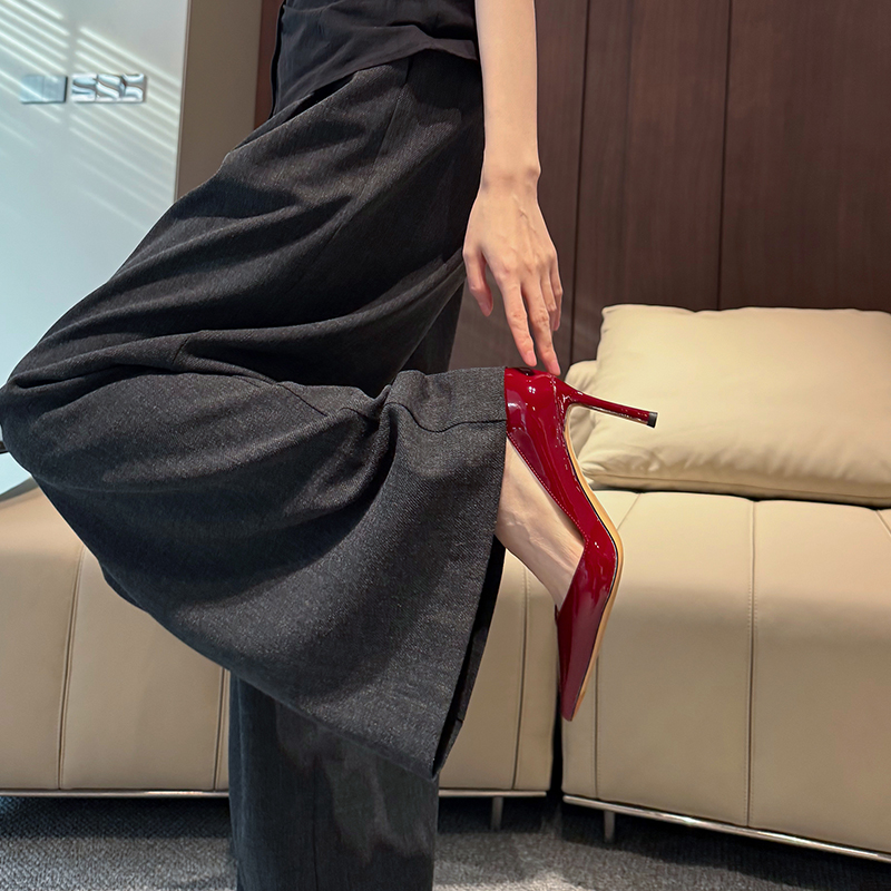 Elegant Deer and Nara Genuine Leather Sexy Pointed Toe Shallow Mouth Slim Wedding Stiletto High Heels for Women