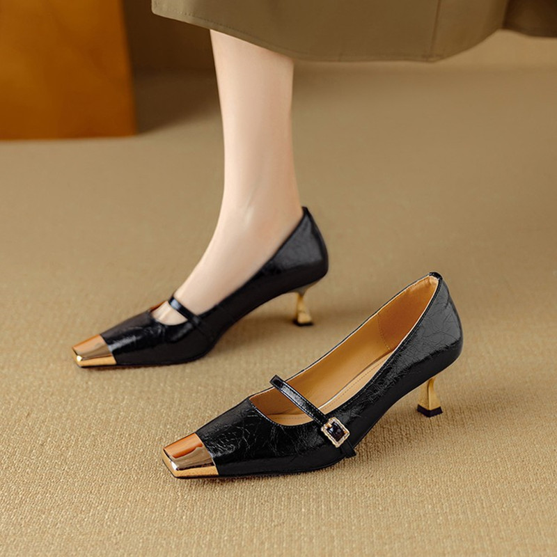 Elegant French One-Strap Pointed Toe Stiletto Heels for Women - Italian-Inspired Fashion Flats with Timeless Style